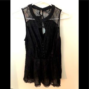 Guess Black Lace Peplum Top